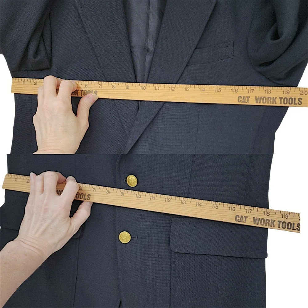 Vtg Woodmere Blazer 38R Men Navy Blue Gold Buttons Wool Poly Sport Coat Nautical